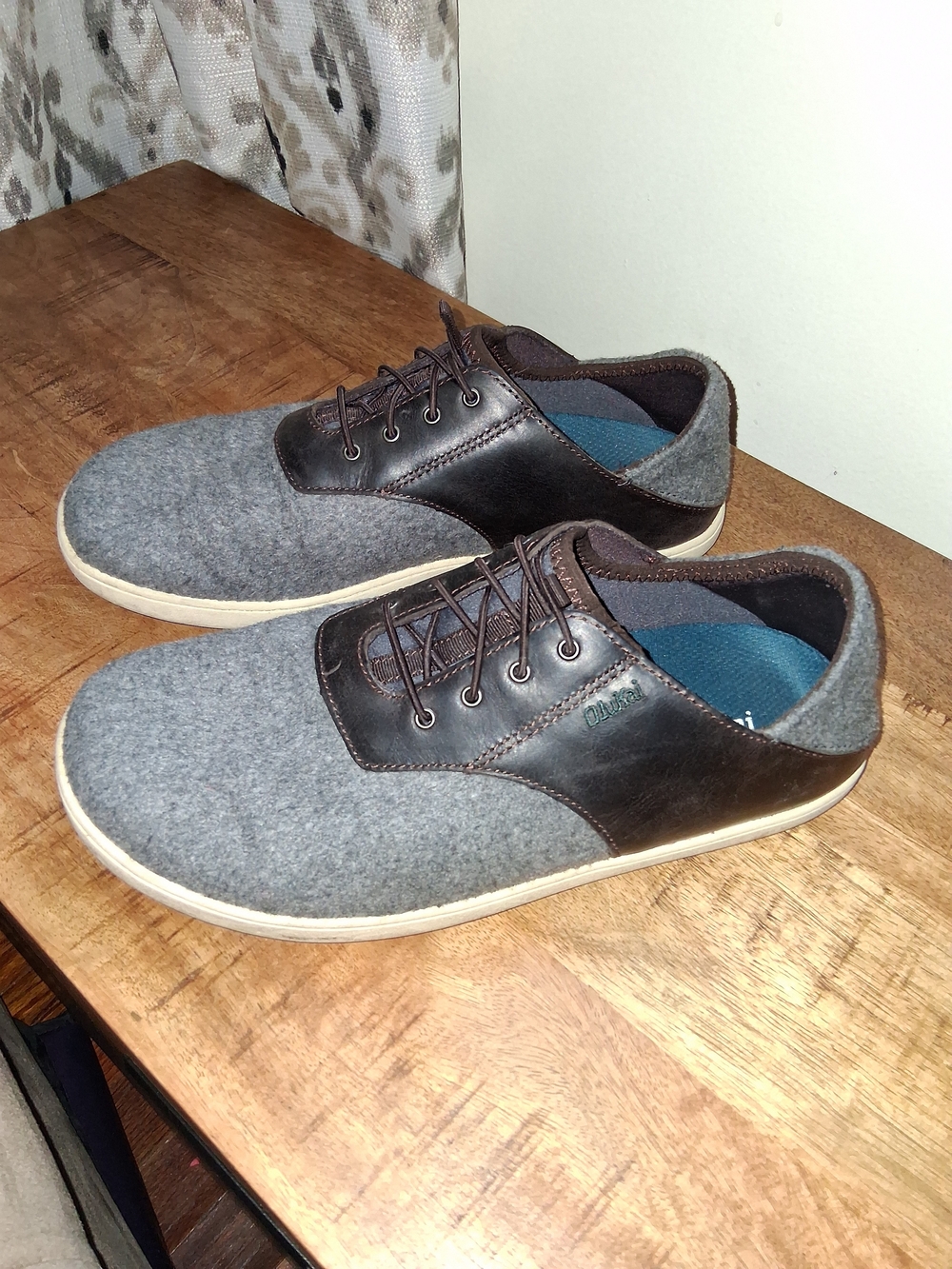 Olukai Nohea Moku Hulu Men Shoes - Wool/Leather Size 9